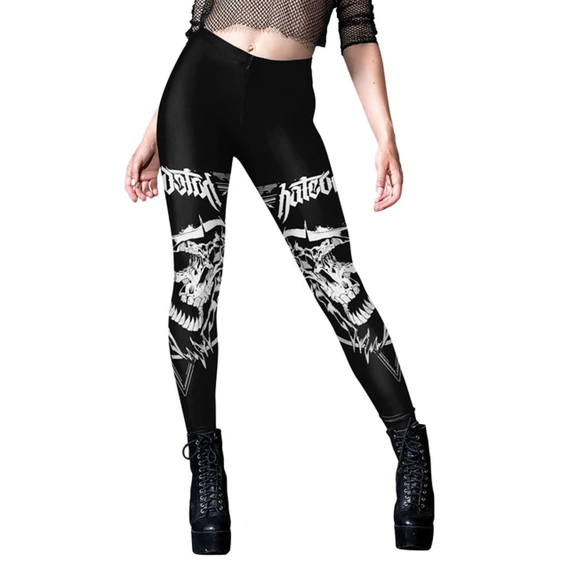 [You'Re My Secret] 2023 HOT Gothic Leggings for Women Ouija Workout Pants Dark Grunge Black Cat Skull Leggins Devil Satan Legins