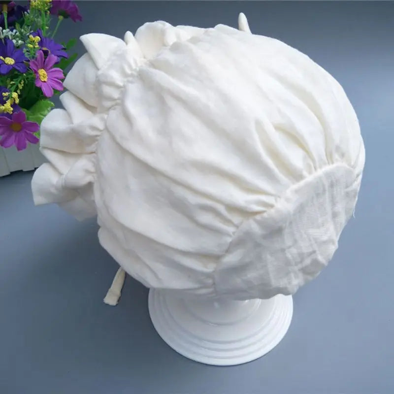 Cotton Baby Hat for Girls Princess Ruffles Baby Hat White Spring Summer Newborn Hat Vintage Baby Girl Hats R9JD