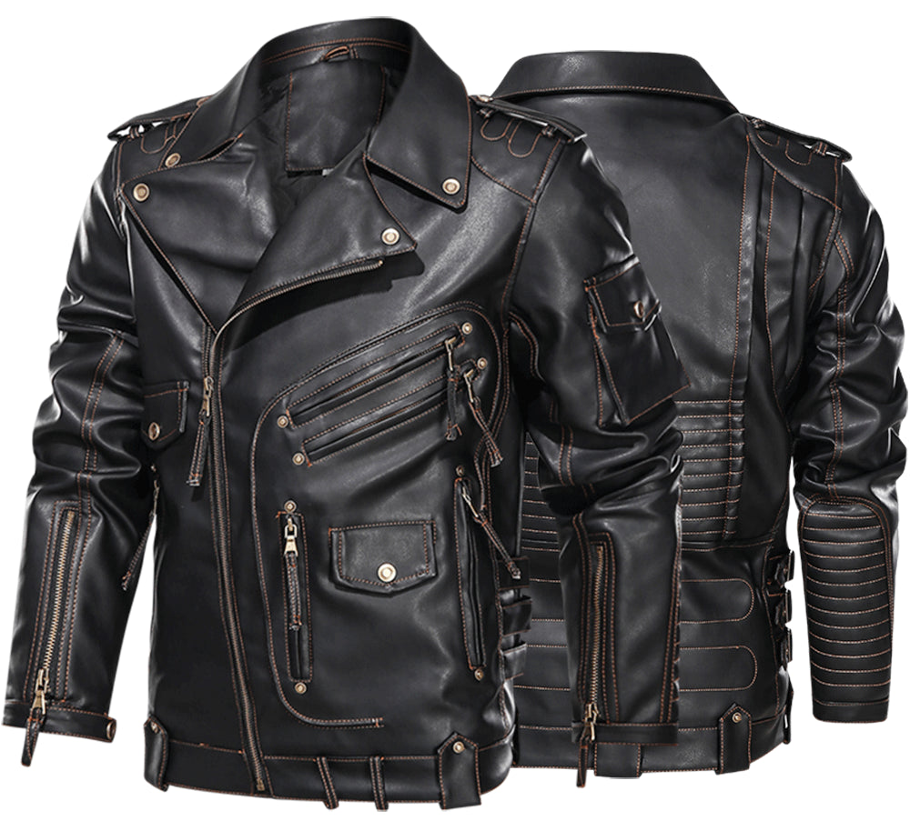 Winter Mens Leather Jacket Men Fashion Motorcycle PU Leather Jacket