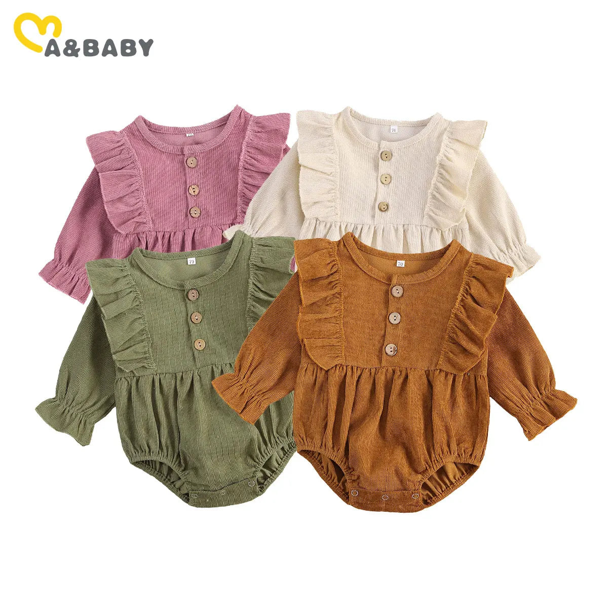 0-18M Autumn Spring Infant Newborn Baby Girl Romper Ruffles Corduroy Long Sleeve Jumpsuit Vintage Baby Girl Clothing