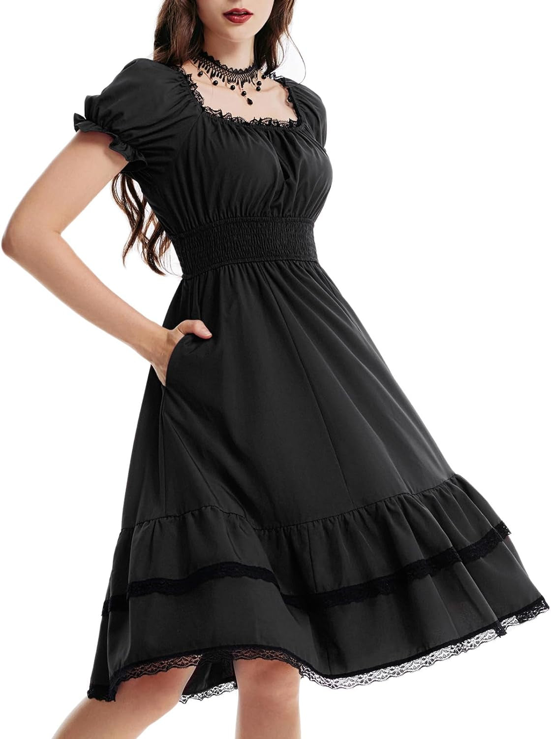 Renaissance Dress Women Midi off the Shoulder Pirate Dresses