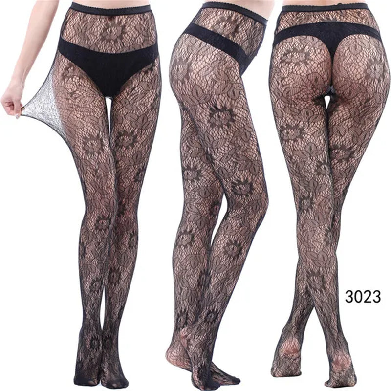 Sexy Women'S Underwear Lace Stockings Transparent Black Fishnet Stockings Thigh Sheer Tights Embroidery Pantyhos