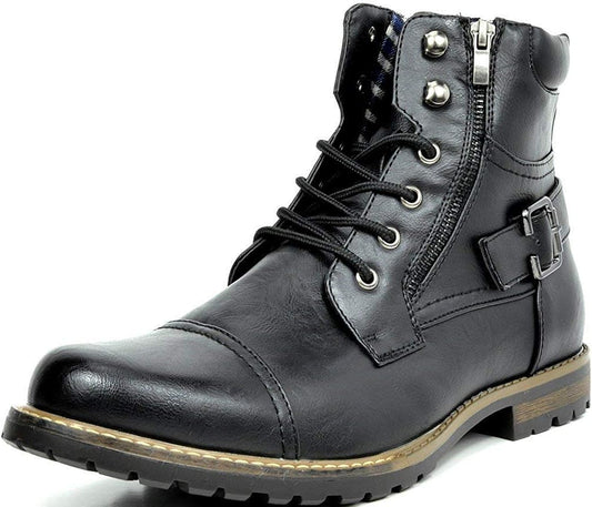 Men'S Motorcycle Combat Boots Zipper Biker Boot