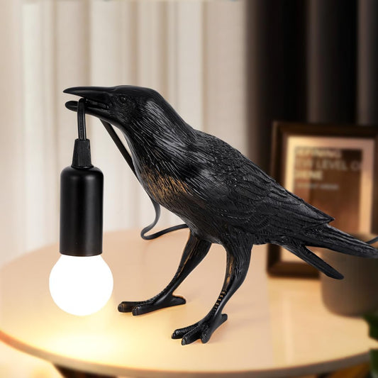 Crow Lamp - Raven Table Lamp with Bulb, Gothic Crow Light - Raven Decor for Bedside Bedroom Living Room Decor