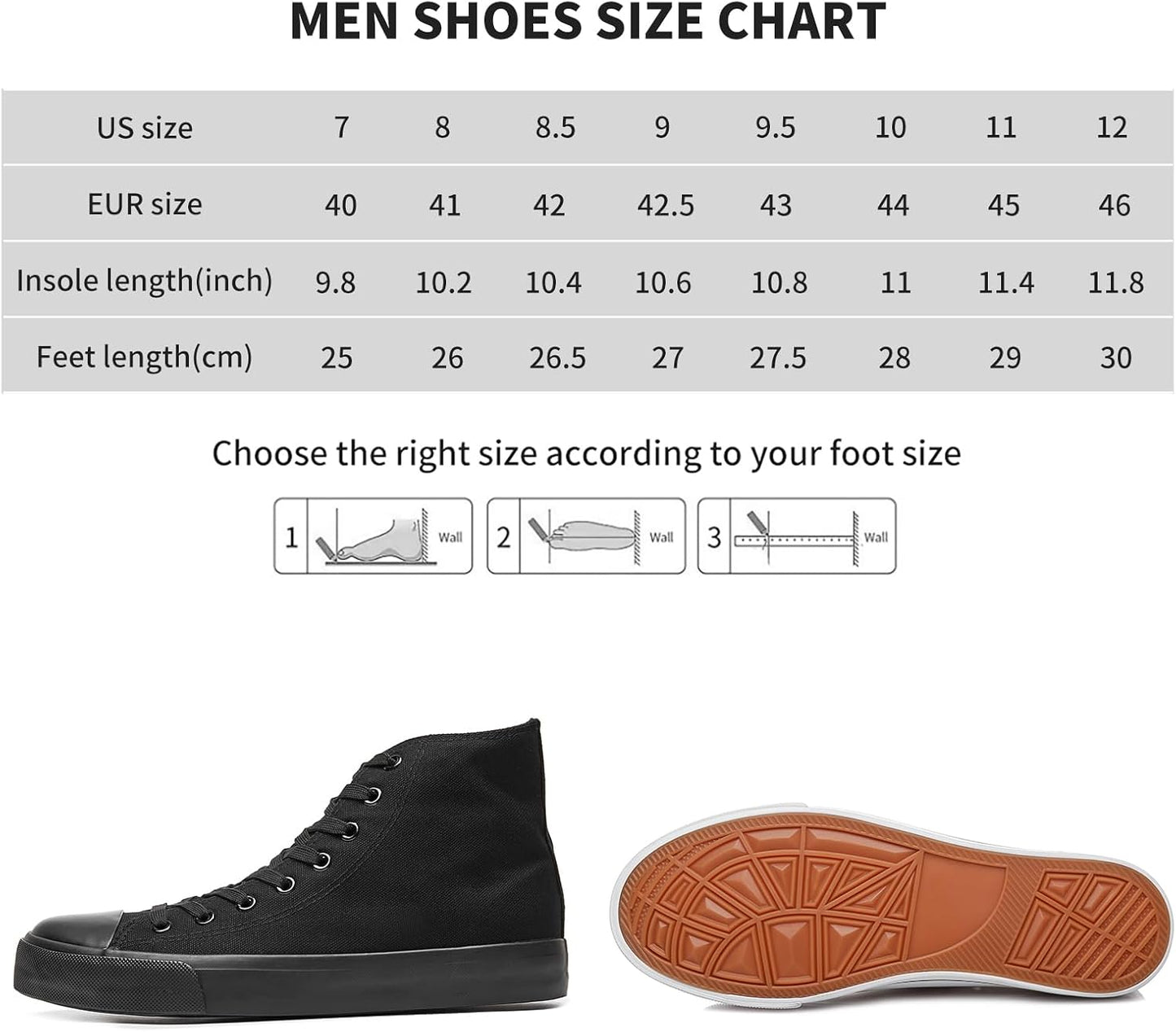 Men’S High Top Canvas Sneakers Fashion Lace up Walking Shoes Casual Classic