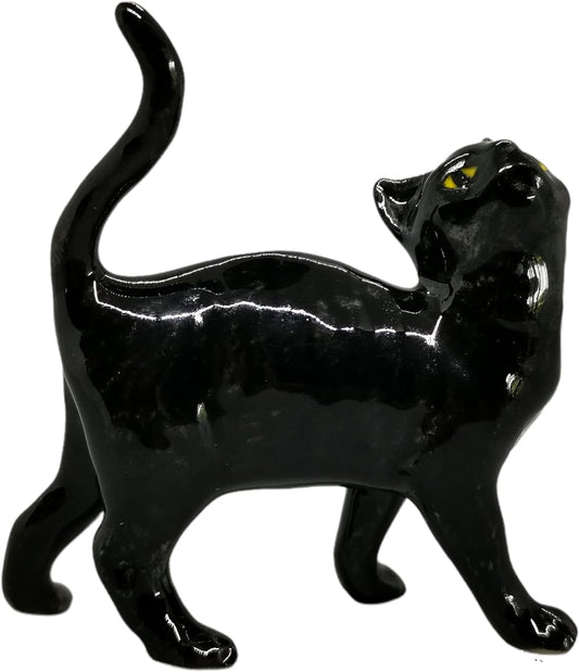 Black Cat Figurine, Decorative and Collectible Ornaments, Miniature Porcelain Cat Figurines, Siamese Cat Figurine, Black Cat Statue 2.5"