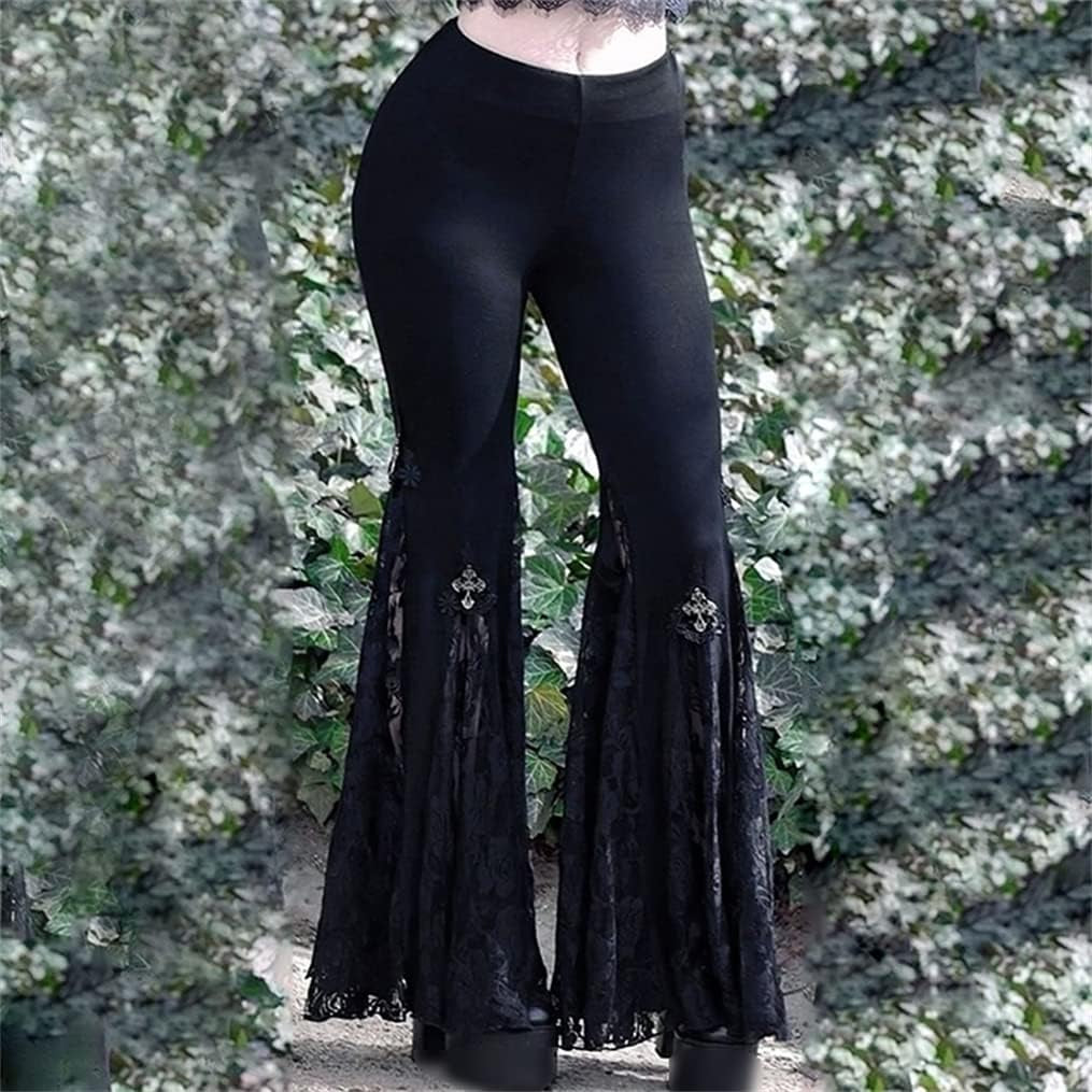 Gothic Black Pants Grunge Bottoms High Waisted Boho Hippie