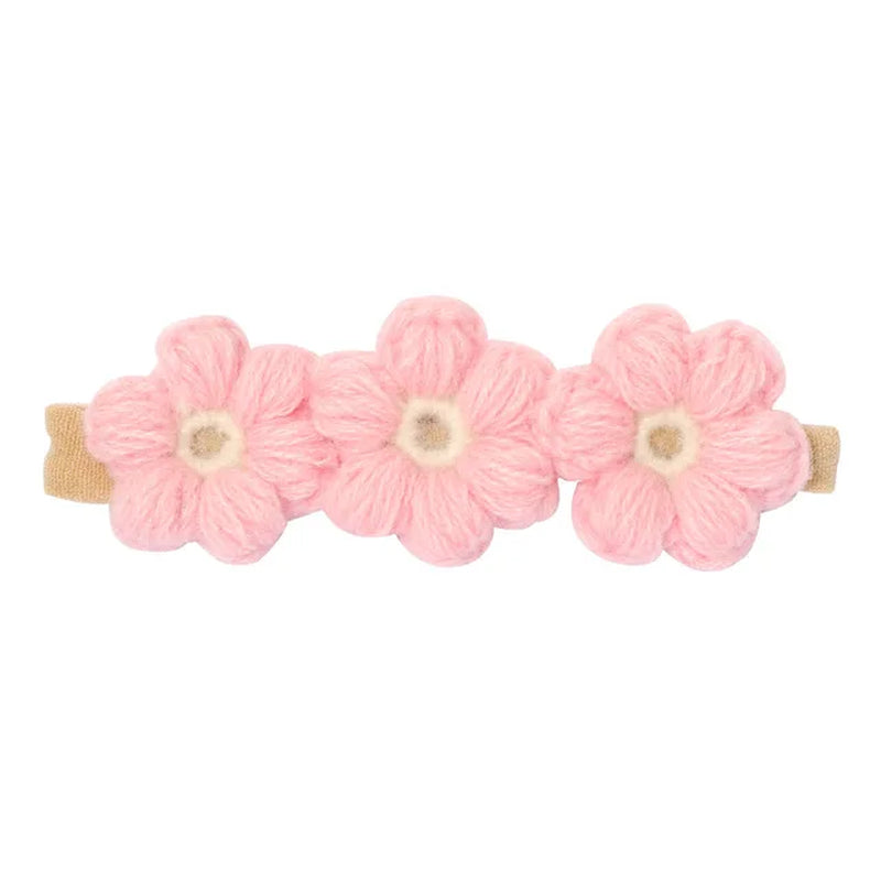 Vintage Baby Nylon Headbands Handmade Crochet Flowers Woolen Kid Elastic Hairbands Girls Hair Clips Children Hair Accessories