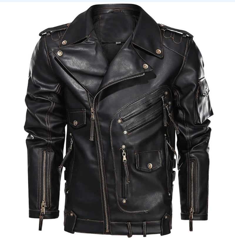 Winter Mens Leather Jacket Men Fashion Motorcycle PU Leather Jacket