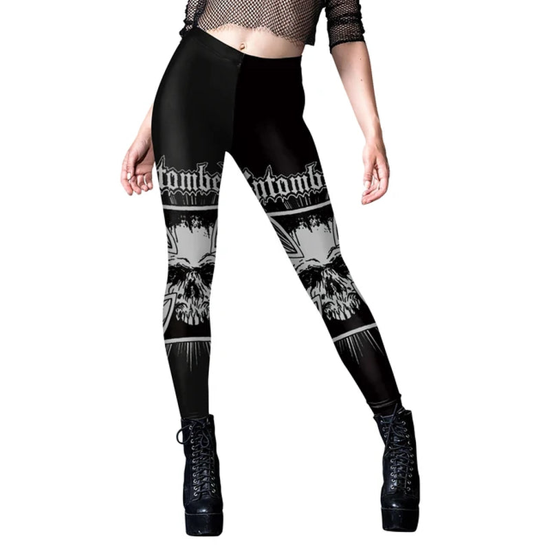 [You'Re My Secret] 2023 HOT Gothic Leggings for Women Ouija Workout Pants Dark Grunge Black Cat Skull Leggins Devil Satan Legins