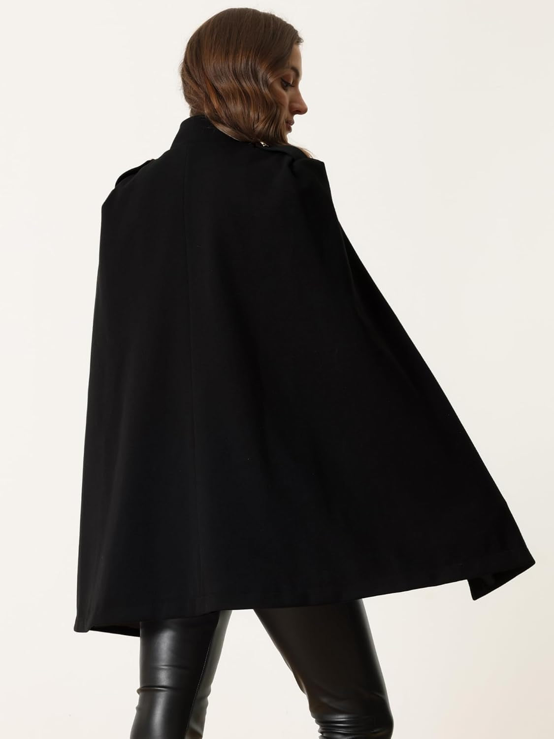 Cape Coats for Women'S Winter Slit Sleeve Double Breasted Cloak Coat