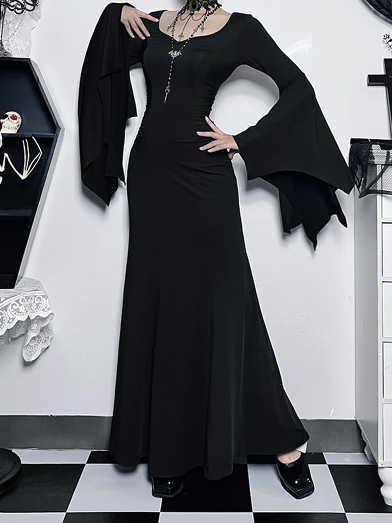 Gothic Bat Sleeve Fishtail Slim Fit Goth Dress Colthes