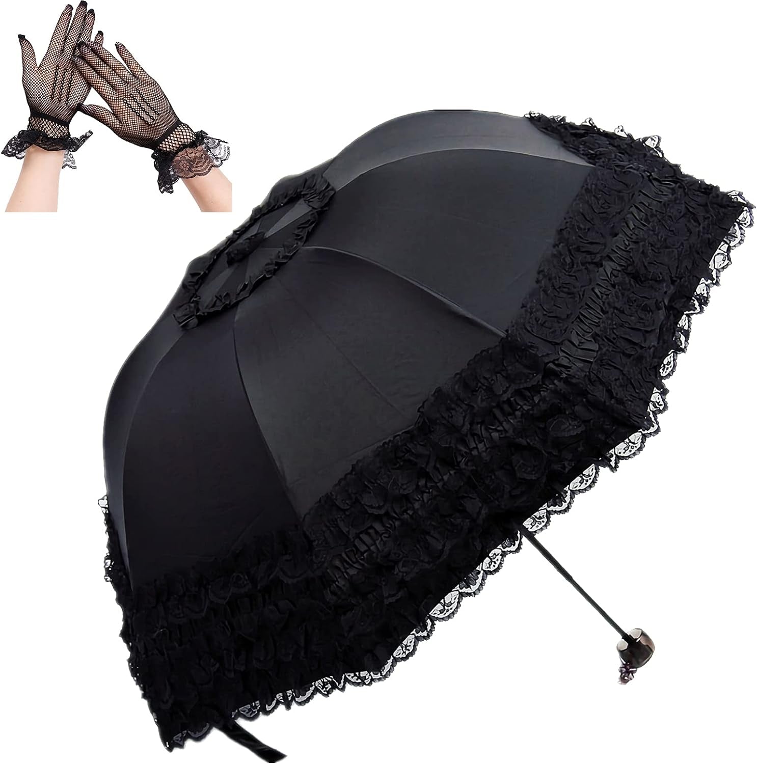 Black Lace Parasol Gothic Umbrella Sun Protection Decorative Umbrellas Wedding Accessories Cosplay Photoshoot Props