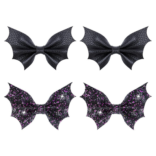 Bat Hair Bow Clips for Girls Halloween Goth Black Bat Hair Clips Alligator PU Leather Baby Girl Toddler Halloween Bat Hair Clip Infant Cosplay Costume Hair Accessories