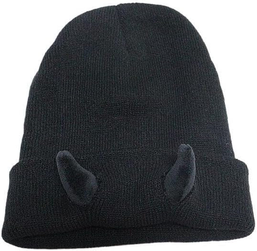 Devil Horns Men Hat Knitted Beanie with Horns Women Hip Hop Demon Horns Cap for Winter Warm Ski Outdoor