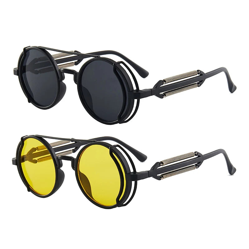 Metal Steampunk Sunglasses Men Women Fashion round Glasses Brand Design Vintage Sun Glasses High Quality Oculos De Sol UV400