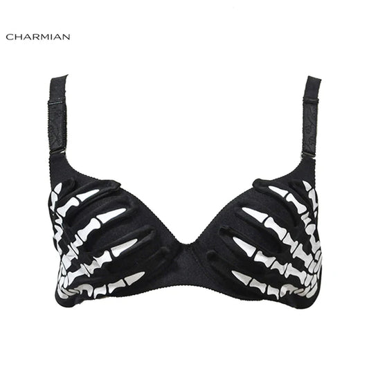 Women'S Skeleton Claws Bra Top Steampunk Party Nightclub Rock White Bones Clubwear Crop Top Halloween Steampunk Clothes