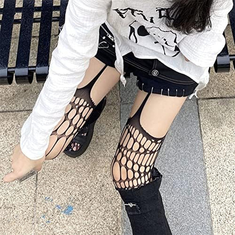 2 Pack Goth Tights Goth Tights for Women Ripped Tights Gothic Tights Goth Accessories Gohtic Clothing