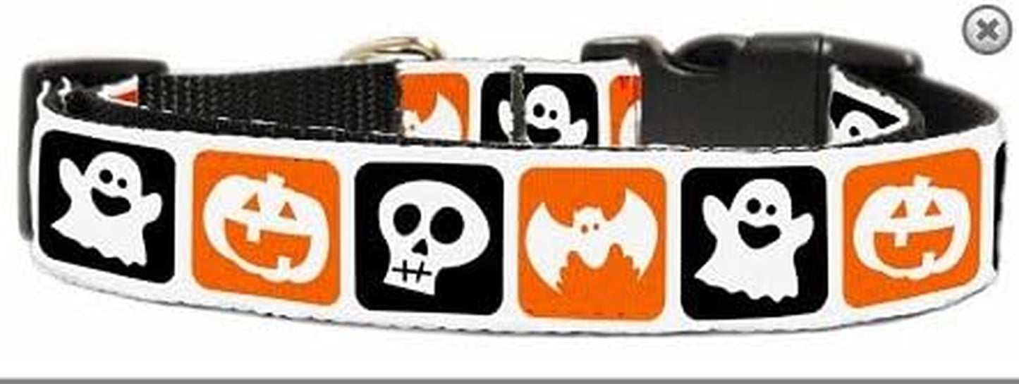 Pet Classic Halloween Dog Collar (Regular Adjustble Collar, MEDIUM 1" Ribbon (10"-18"))