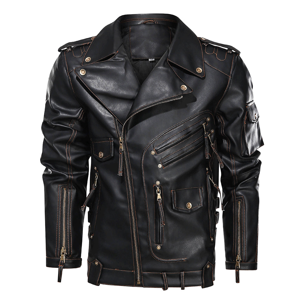 Winter Mens Leather Jacket Men Fashion Motorcycle PU Leather Jacket