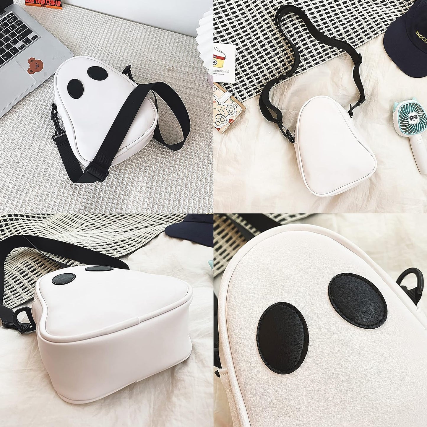 Halloween Pumpkin Cute Ghost Purse, Pu Leather Crossbody Bag Shoulder Bag for Girls, Spooky Season Trick or Treat (White, One Size)