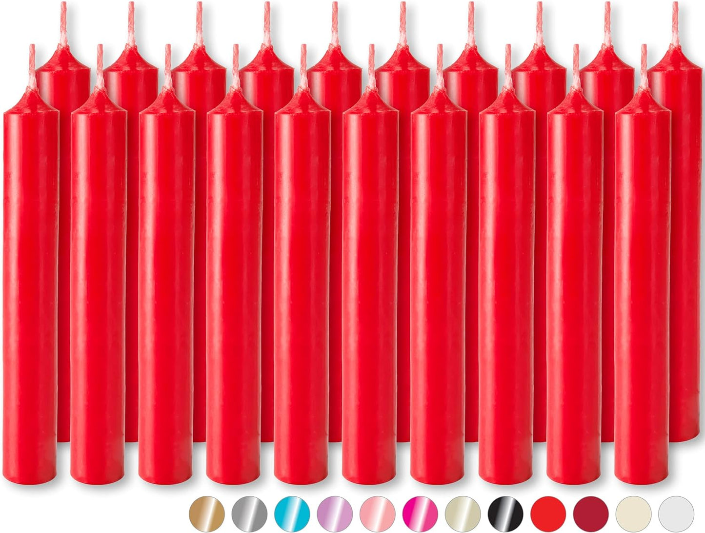 Mini Taper Candles 20 Pcs - Red - 3¾ X ½ Inches Unscented Candles for Rituals, Spells, Witchcraft, Wedding, Home Decor and Party