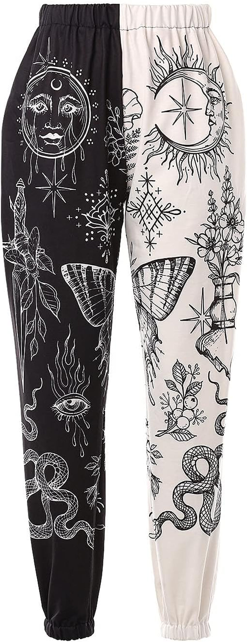 Women'S Boho Hippie Harem Pants High Smocked Waist Printed Patchwork Sweatpants Yoga 90S Goth Baggy Casual Trousers