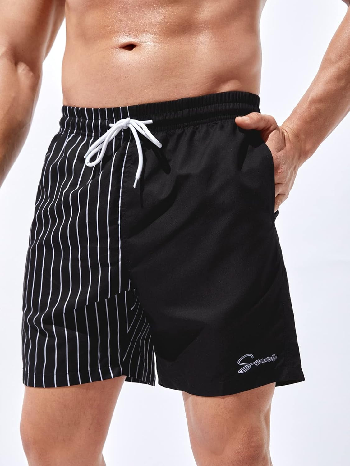 Men'S Boho Swim Trunks Graphic Print Drawstring Waist Shorts Bathing Suit