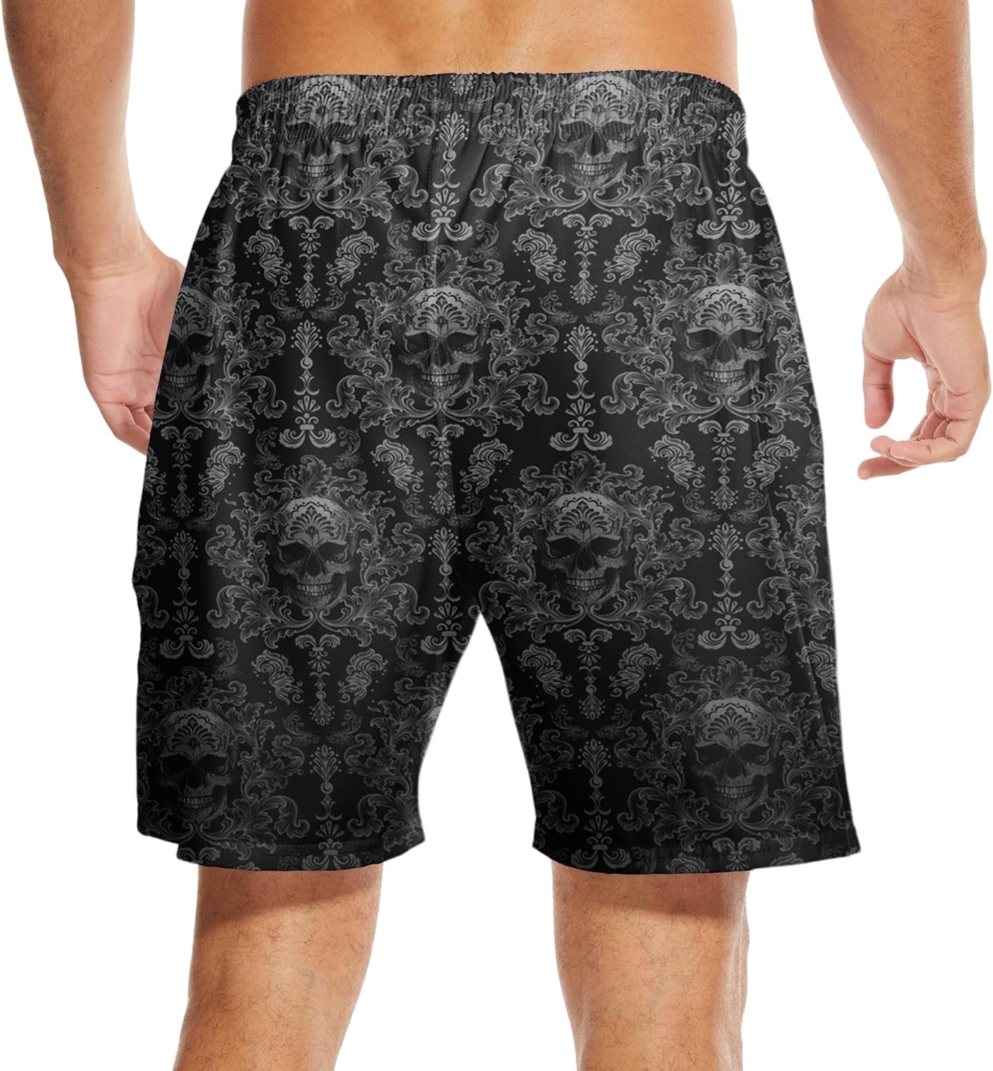 Men'S Swim Trunks with Compression Liner Stretch Beach Board Shorts Drawstring Swimsuit 7 Inch Inseam