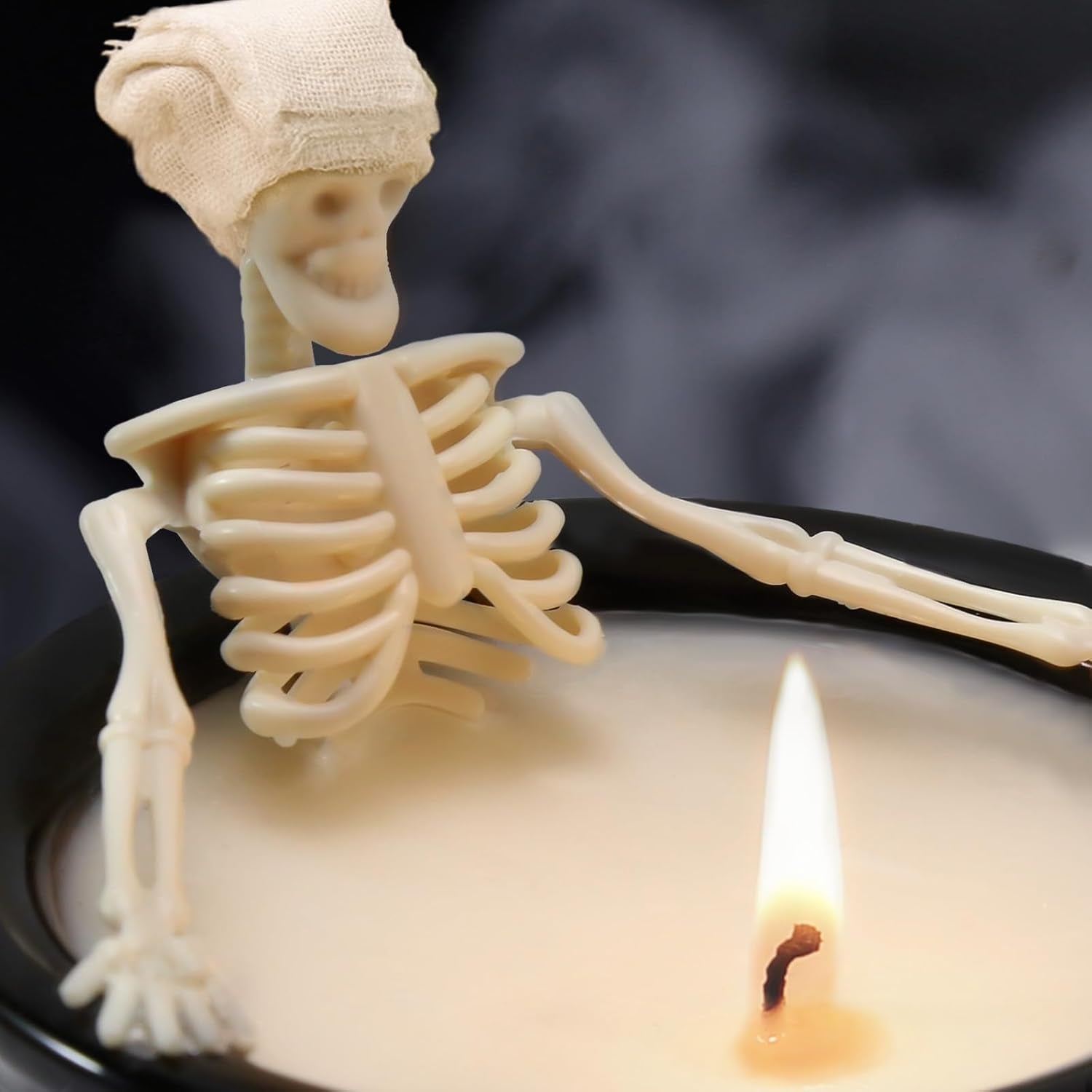 Skeleton Candle, Halloween Decor - Long Burning Soy Candle with Gothic Design, Vintage Farmhouse Decoration for Home Indoor Room Tables, Spooky Gifts for Women