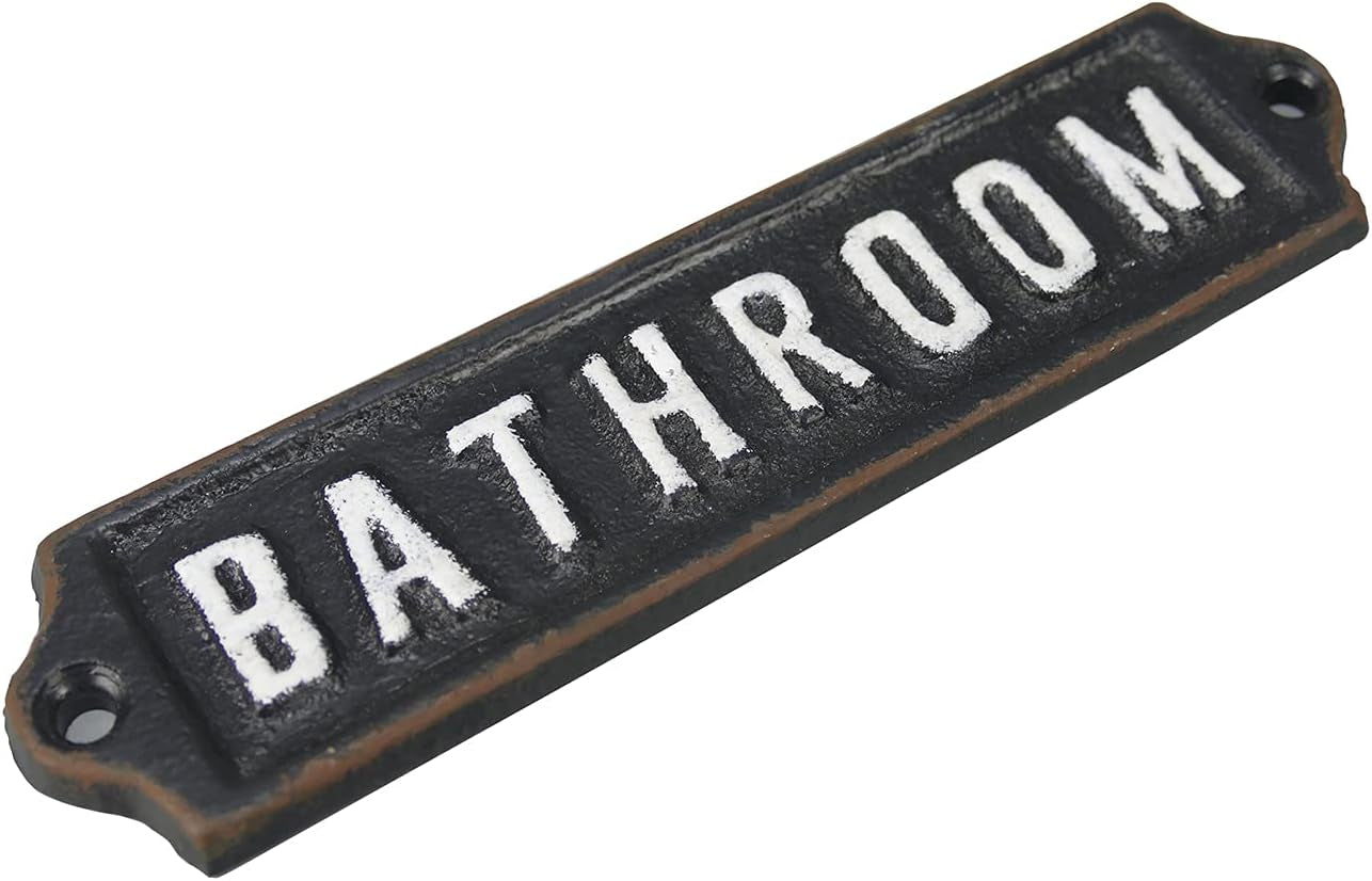 Bathroom Signs Decorative Cast Iron Retro Metal Door Plaque Women Men Farmhouse Cute Decoration for Restroom Home Decor Wall Art Decor for Office Shop Hotel Bar Restaurant, 4.92 X 1.38, Black