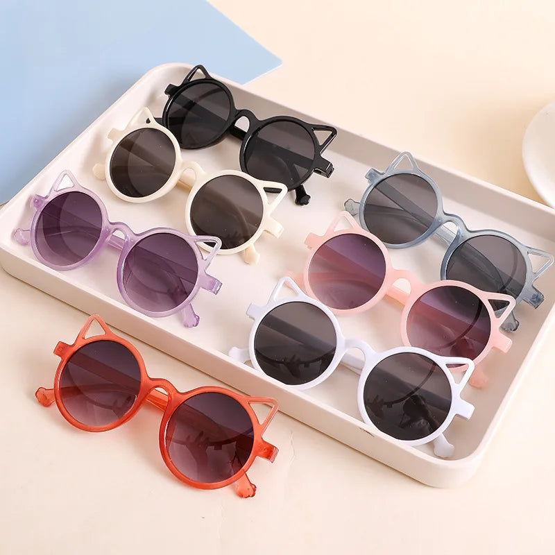 Children Cute Sunglasses Girls Summer Boys Cat Ears Animal Cartoon Sunglasses Lovely Vintage Sun Glasses UV Protection Eyewear