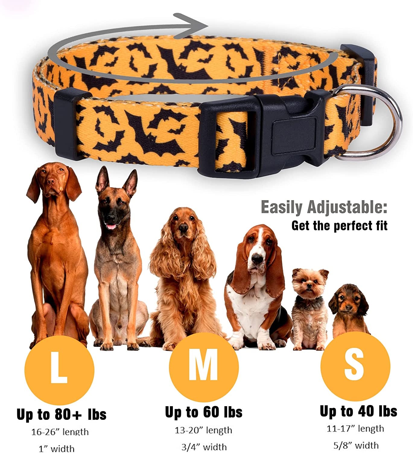 Halloween Dog Collar (Large, Bats)