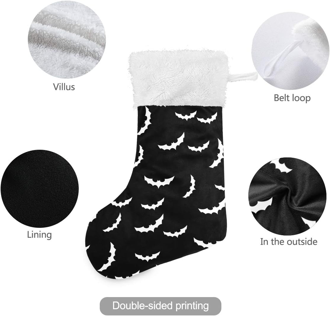 Christmas Stocking with Bats Halloween Goth Print Xmas Stockings 