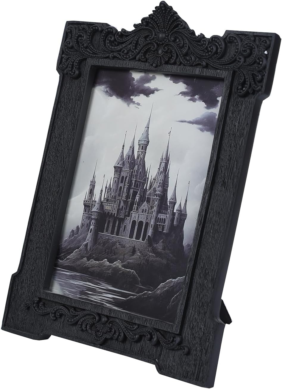 Gothic Picture Frame 5X7 Vintage Picture Frames Antique Picture Frames Ornate Black Picture Frames Baroque Frames Wall Picture Decor Halloween Decorations Tabletop Decor Photo Gallery,Black