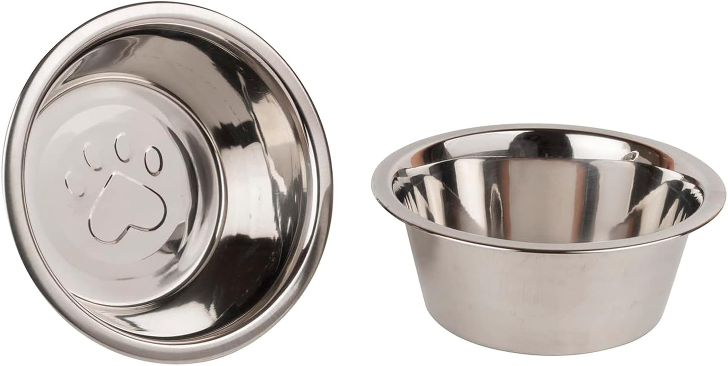 Raised Dog Bowls for Small Dogs | Elegant Farmhouse Grey Washed Elevated Wooden Stand Feeder with 2 Stainless Steel Bowls for Your Pet Food & Water