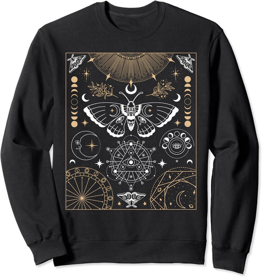 Luna Moth Moon Phases Witchy Dark Academia Aesthetic Sweatshirt