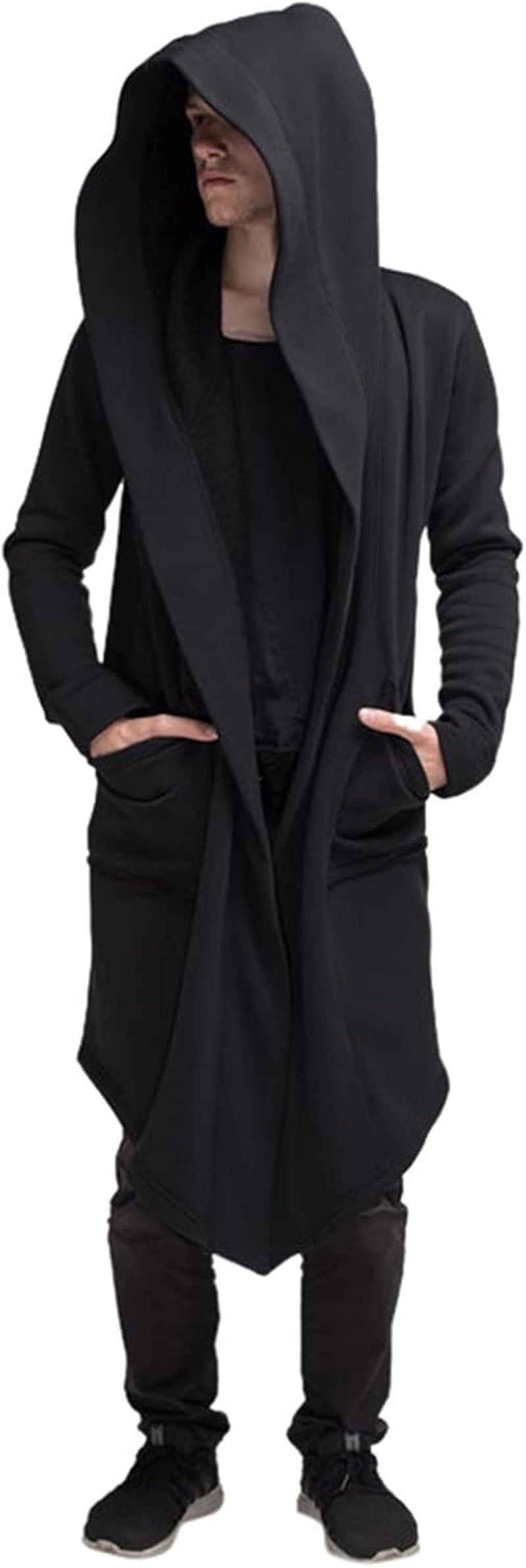 Mens Hoodies Men'S Dark Style Solid Color Long Cardigan Cloak Coat Hooded Sweater Jacket